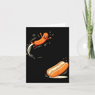 Lustiger Hotdog springt in Brötchen Wurst BBQ Humo Karte