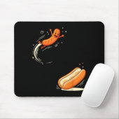 Lustiger Hotdog springt in Brötchen Wurst BBQ Humo Mousepad (Mit Mouse)