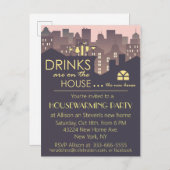 Lustiger Housewarming-Partyentwurf Ankündigungspostkarte (Vorne/Hinten)