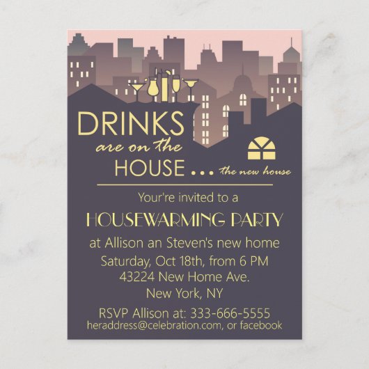 Lustiger Housewarming-Partyentwurf Ankündigungspostkarte (Vorderseite)