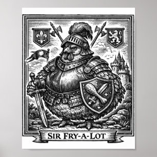 Lustiger Huhn Mittelalterlicher Ritter Sir-fry-a-l Poster