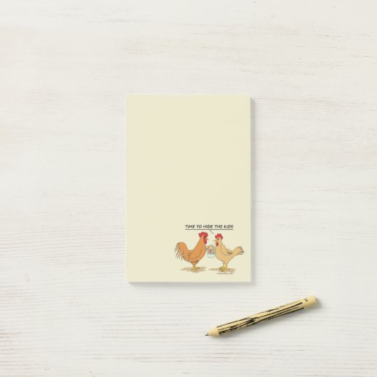 Lustiger Huhn-Osterei-Jagd-Cartoon Post-it Klebezettel (Auf Schreibtisch)