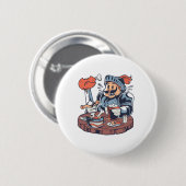 Lustiger Hühner-Essens-Wortwitz Button (Vorne & Hinten)