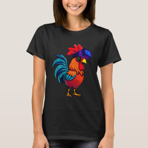 Lustiger Hühner-Gamer-Tier spielt Fangen Jungen Er T-Shirt