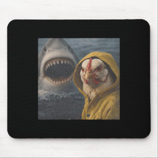 Lustiger Hühner-Hai-Angriff-Meme Vintage _1 Mousepad