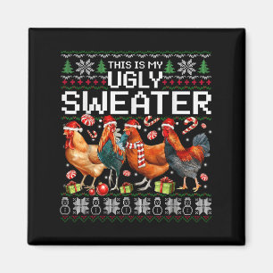 Lustiger Hühner-Häßlicher-Weihnachts-Pullover-Feie Magnet