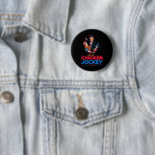 Lustiger Hühner-Jockey-Trump-Meme Button (Beispiel)