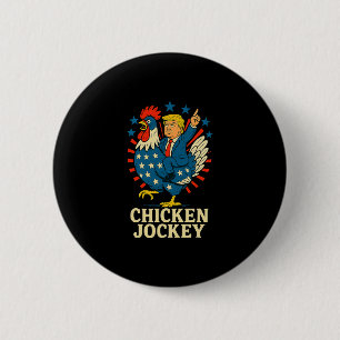 Lustiger Hühner-Jockey-Trump-Meme  Button