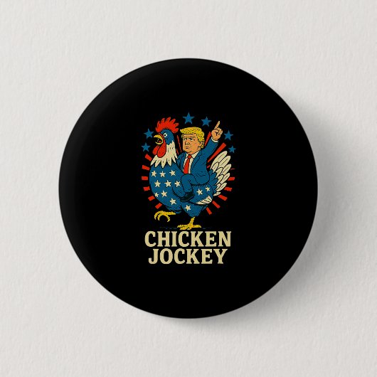 Lustiger Hühner-Jockey-Trump-Meme  Button (Vorderseite)