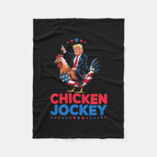 Lustiger Hühner-Jockey-Trump-Meme Fleecedecke