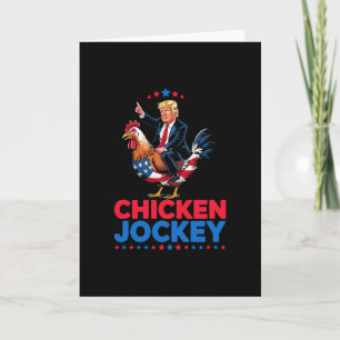 Lustiger Hühner-Jockey-Trump-Meme Karte