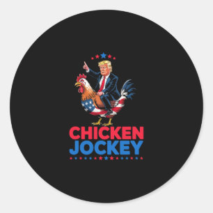 Lustiger Hühner-Jockey-Trump-Meme Runder Aufkleber