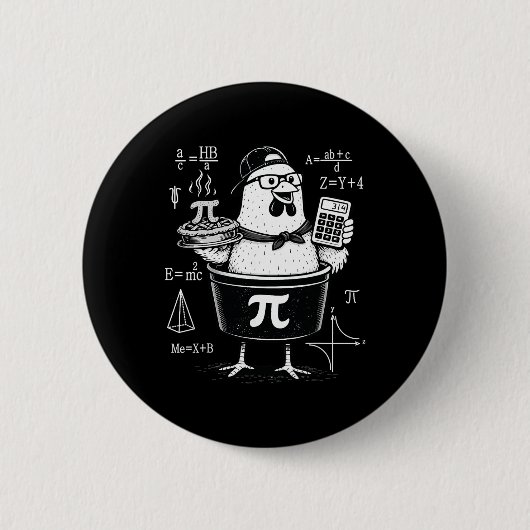 Lustiger Hühner-Topf-Rechner Mathematiklehrer Button (Vorderseite)