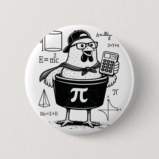 Lustiger Hühner-Topf-Rechner Mathematiklehrer Button (Vorderseite)