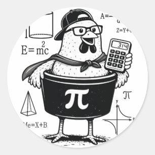 Lustiger Hühner-Topf-Rechner Mathematiklehrer Runder Aufkleber
