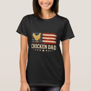 Lustiger Hühner-Vater Retro-USA-Flagge Geflügelbau T-Shirt