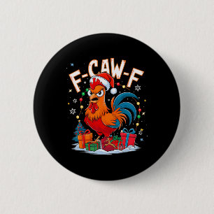 Lustiger Hühner-Weihnachts-Hahn-Santa-Hut-Feiertag Button