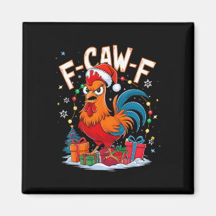 Lustiger Hühner-Weihnachts-Hahn-Santa-Hut-Feiertag Magnet