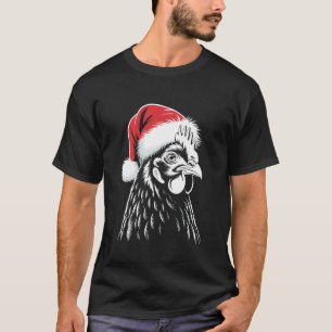 Lustiger Hühner-Weihnachts-Santa-Hut-Landwirt für  T-Shirt