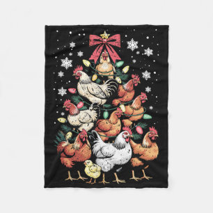 Lustiger Hühner-Weihnachtsbaum-Geflügelfarm-Tier L Fleecedecke