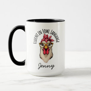 Lustiger Hühnerbecher, Fließend in Federvieh-Sprac Tasse