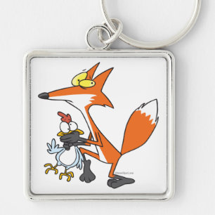 lustiger Hühnerdieb Fuchs Schlüsselanhänger