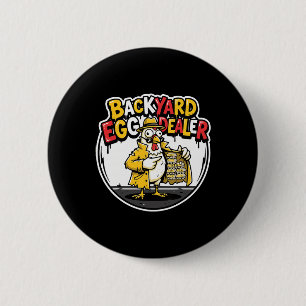 Lustiger Hühnerhof-Eierhändler-Entwurf Button