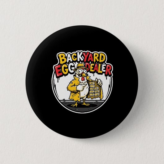 Lustiger Hühnerhof-Eierhändler-Entwurf Button (Vorderseite)