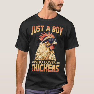 Lustiger Hühnerhof-Tier-Just Ein Junge, Der Hühner T-Shirt