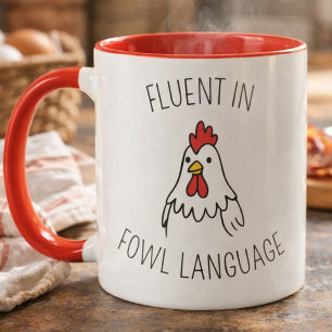 Lustiger Hühnerliebhaber, der Fowl Language sprich Tasse