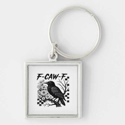 Lustiger Humor Krähe Gothic F-Caw-F Essential Schlüsselanhänger (Vorne)