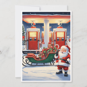 Lustiger humorvoller Weihnachtsmann an einer Tanks Feiertagskarte