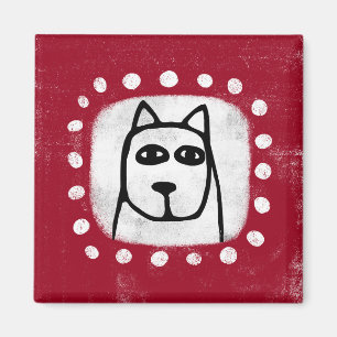 Lustiger Hund auf rotem Kühlschrankmagneten Magnet