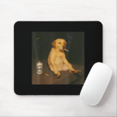 Lustiger Hund Bier rauchendes Meme sarkastischer H Mousepad (Mit Mouse)