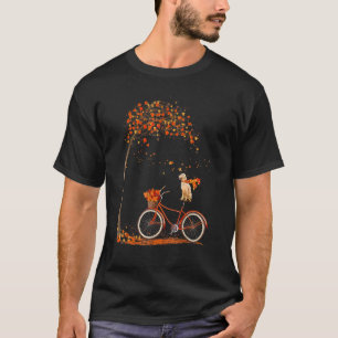 Lustiger Hund Blatt Herbst Radfahren Golden Retrie T-Shirt