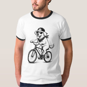 Lustiger Hund fährt Fahrrad Cool Radfahren Haustie T-Shirt