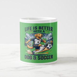 Lustiger Hund Fußball - Das Leben ist besser mit e Jumbo-Tasse
