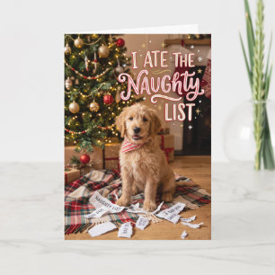 Lustiger Hund hat die unartige Liste zu Weihnachte Feiertagskarte