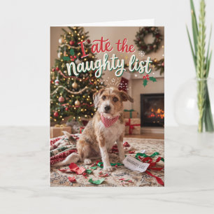 Lustiger Hund hat die unartige Liste zu Weihnachte Feiertagskarte