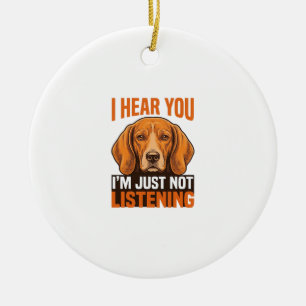 Lustiger Hund, ich höre, du hörst nicht zu, Vintag Keramik Ornament