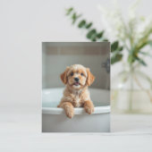 Lustiger Hund im Badezimmer Postkarte (Stehend Vorderseite)