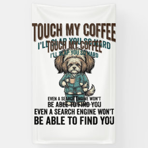 Lustiger Hund Kaffee Warnung Vintage Gravur Design Banner
