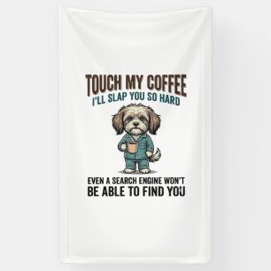 Lustiger Hund Kaffee Warnung Vintage Gravur Design Banner