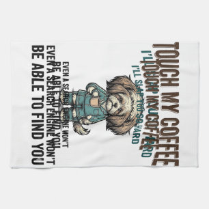Lustiger Hund Kaffee Warnung Vintage Gravur Design Geschirrtuch
