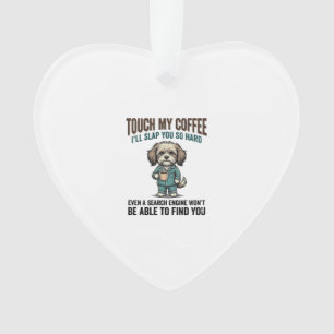 Lustiger Hund Kaffee Warnung Vintage Gravur Design Ornament