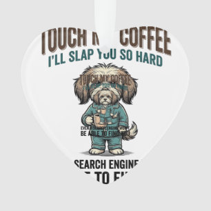 Lustiger Hund Kaffee Warnung Vintage Gravur Design Ornament