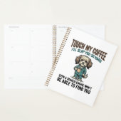 Lustiger Hund Kaffee Warnung Vintage Gravur Design Planer (Anzeige)