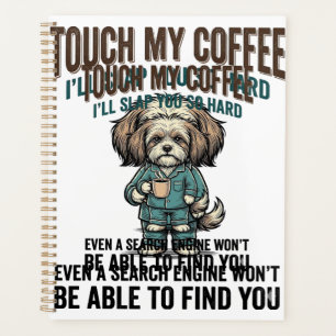 Lustiger Hund Kaffee Warnung Vintage Gravur Design Planer