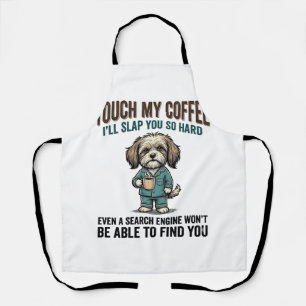 Lustiger Hund Kaffee Warnung Vintage Gravur Design Schürze