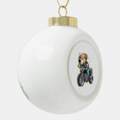 lustiger Hund Keramik Kugel-Ornament (Links)